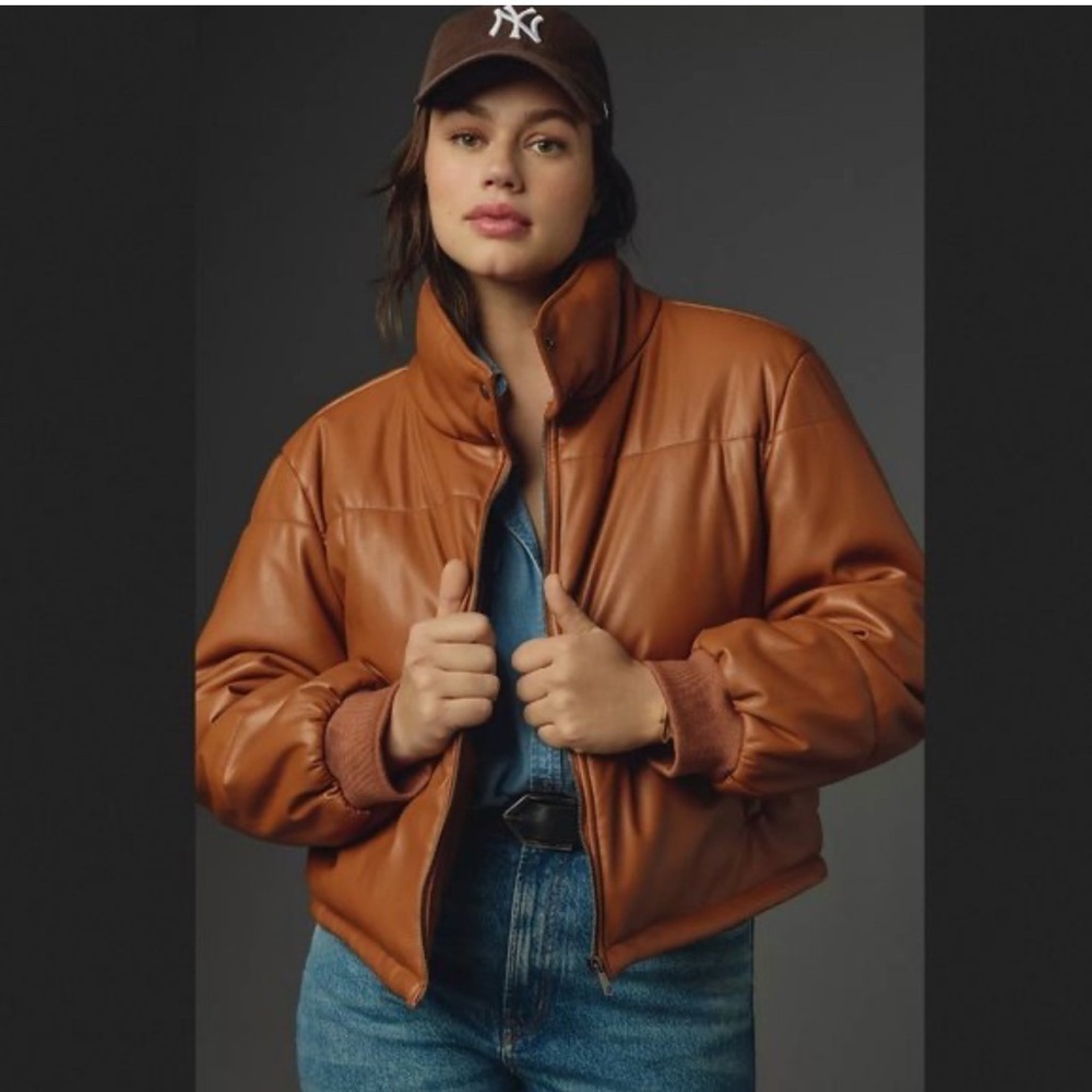 Anthropologie Brown Faux Leather Jacket